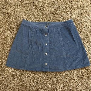 Forever 21 corduroy light blue button down skirt